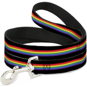 Dog Leash - Stripe Black/Rainbow Dog Leashes Buckle-Down