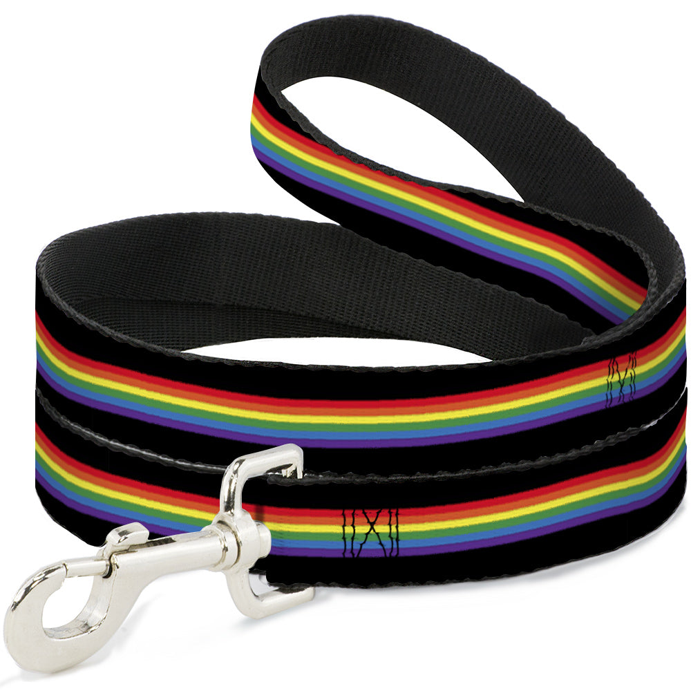 Dog Leash - Stripe Black/Rainbow Dog Leashes Buckle-Down