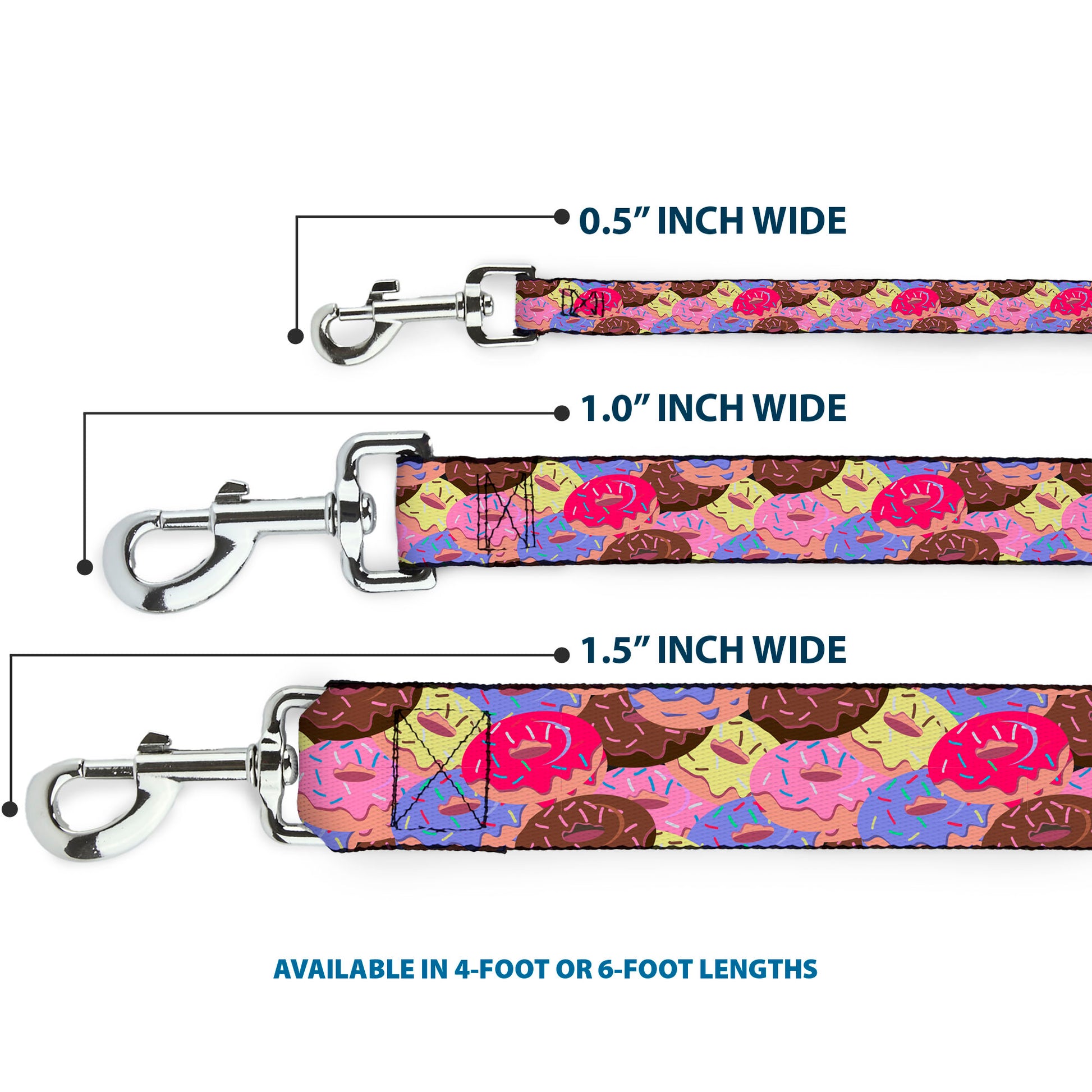 Dog Leash - Sprinkle Donuts Stacked Multi Color Dog Leashes Buckle-Down