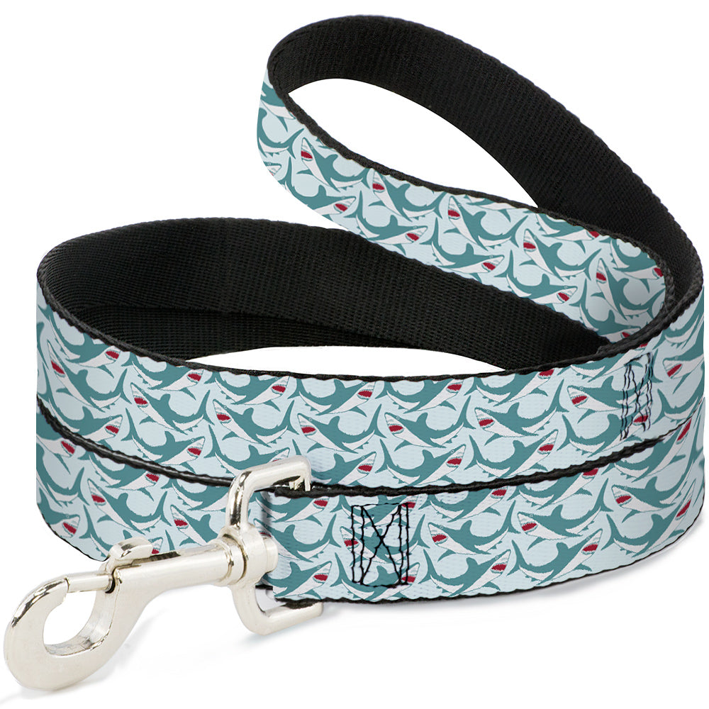 Dog Leash - Shark 3-Rows Light Blue Dog Leashes Buckle-Down
