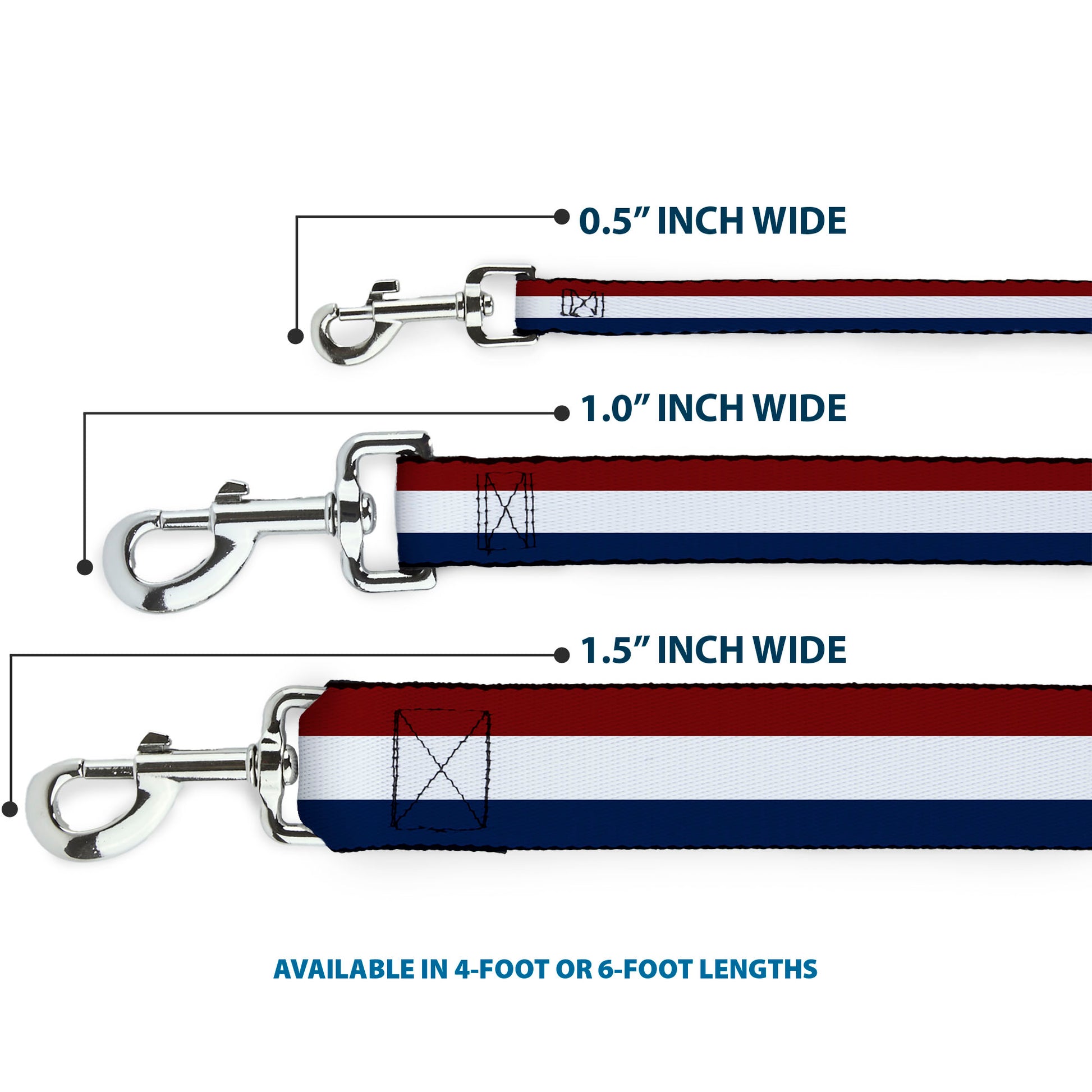 Dog Leash - Stripes Red/White/Blue Dog Leashes Buckle-Down