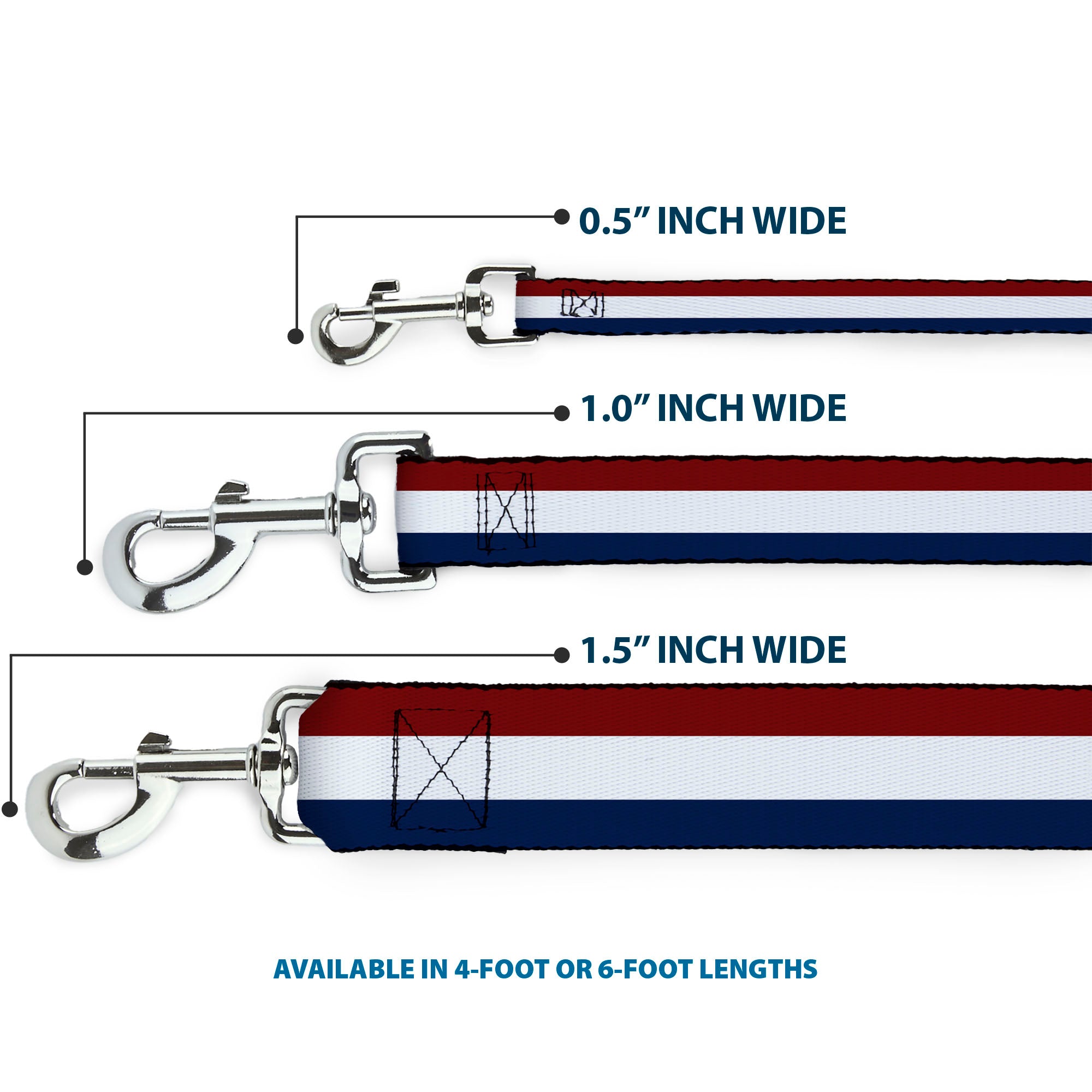 Dog Leash - Stripes Red/White/Blue Dog Leashes Buckle-Down