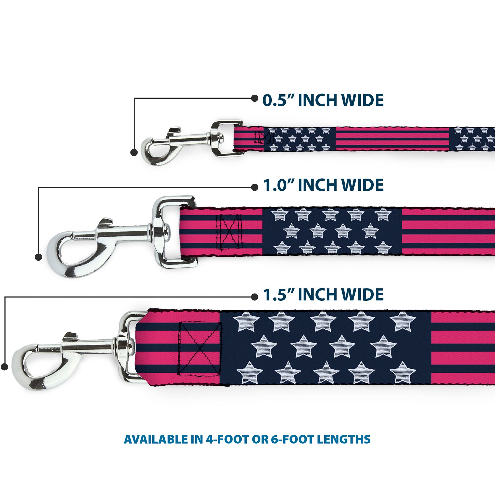 Dog Leash - Stars & Stripes2 Blue/White/Pink Dog Leashes Buckle-Down