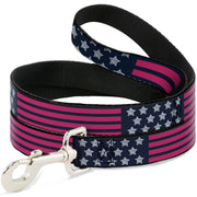 Dog Leash - Stars & Stripes2 Blue/White/Pink Dog Leashes Buckle-Down