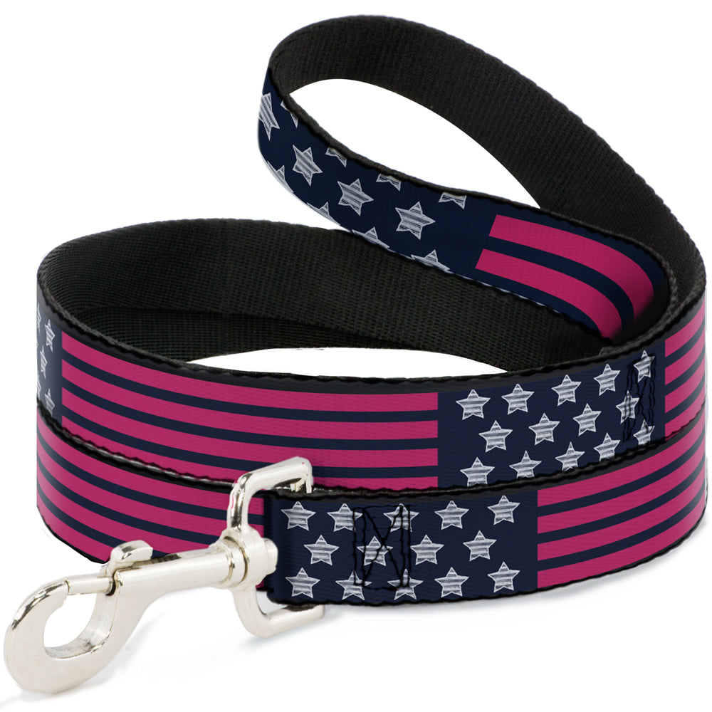 Dog Leash - Stars & Stripes2 Blue/White/Pink Dog Leashes Buckle-Down