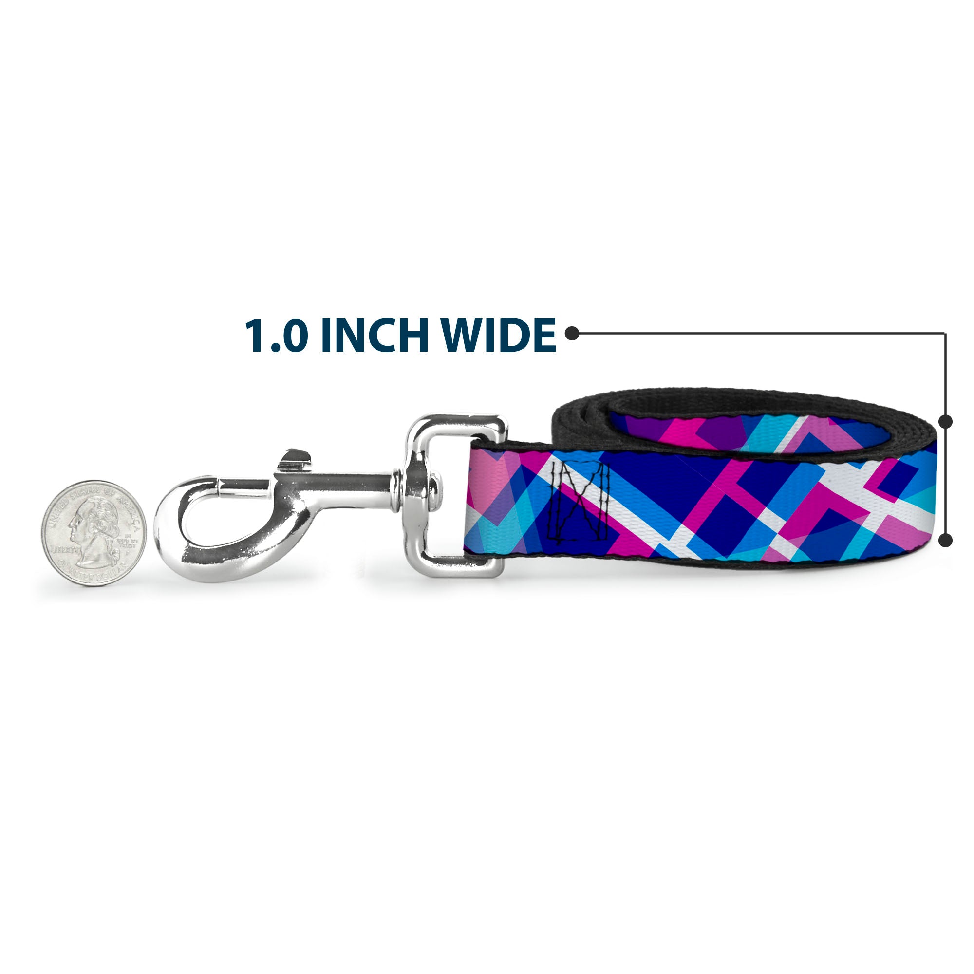 Dog Leash - Squares Stacked Blues/Pinks/Purples Dog Leashes Buckle-Down