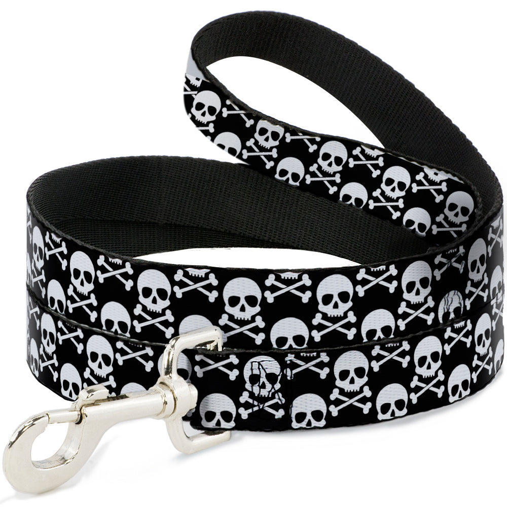 Dog Leash - Skull & Cross Bones Staggered Black/White Dog Leashes Buckle-Down