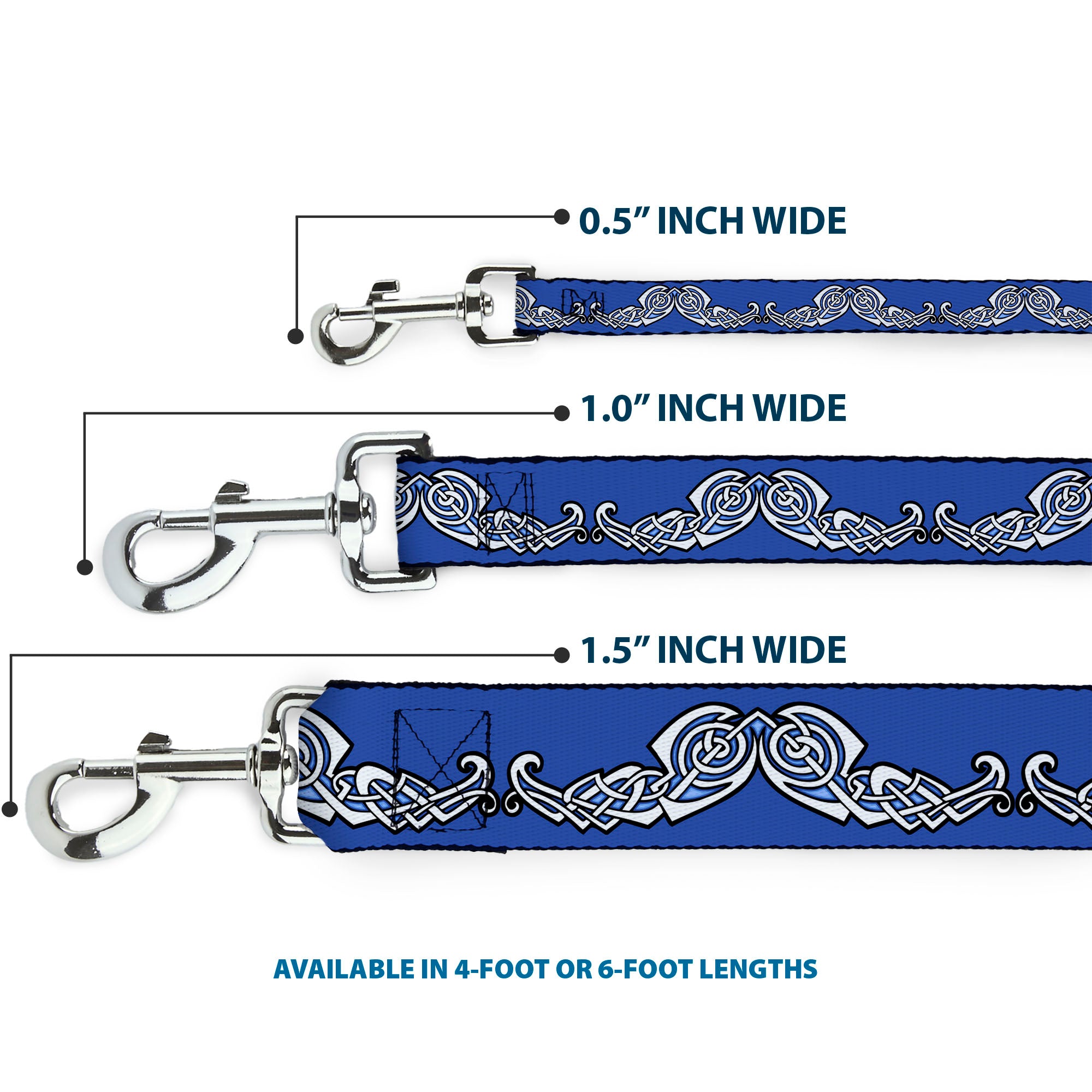 Dog Leash - Celtic Knot4 Blues/Black/White Dog Leashes Buckle-Down