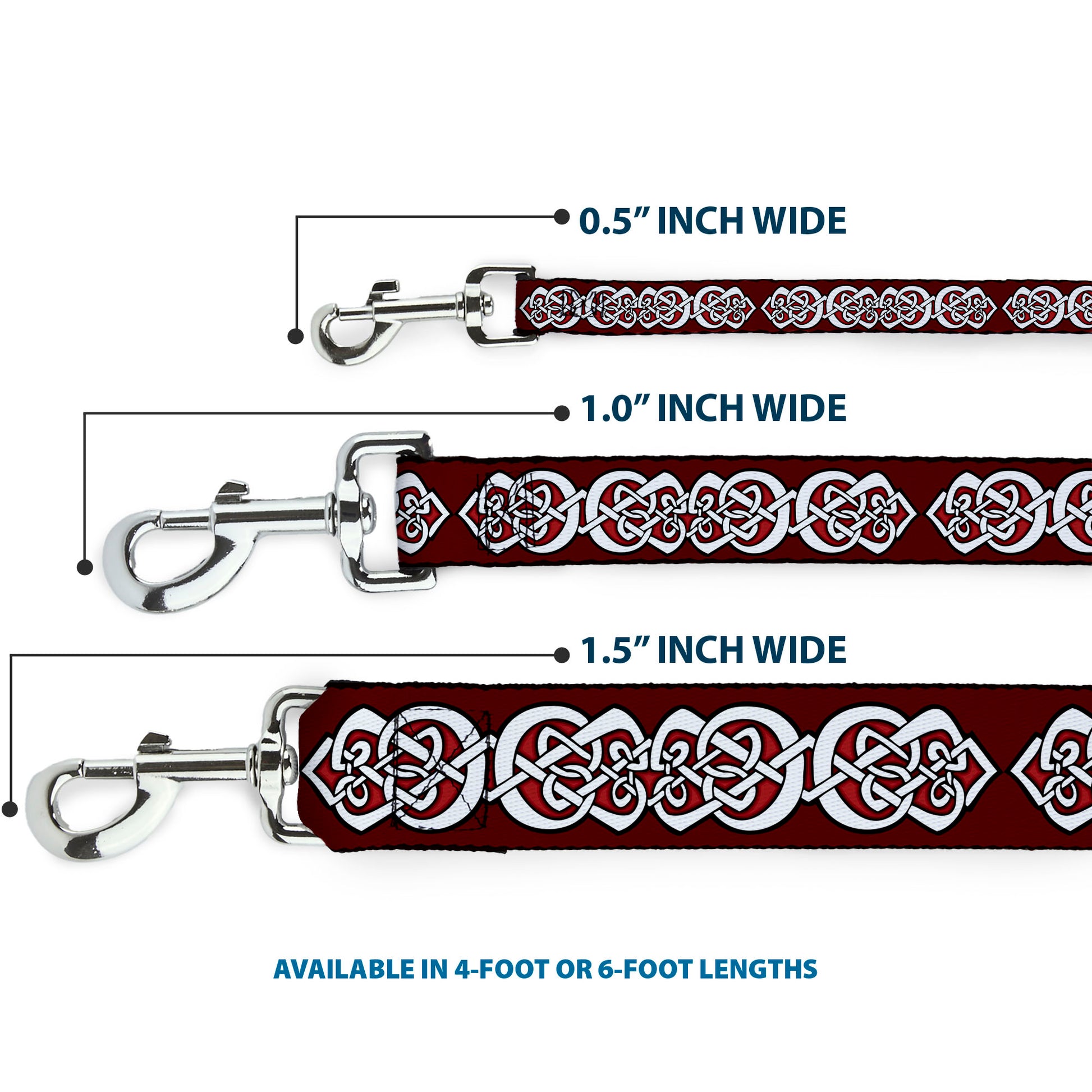 Dog Leash - Celtic Knot5 Reds/Black/White Dog Leashes Buckle-Down