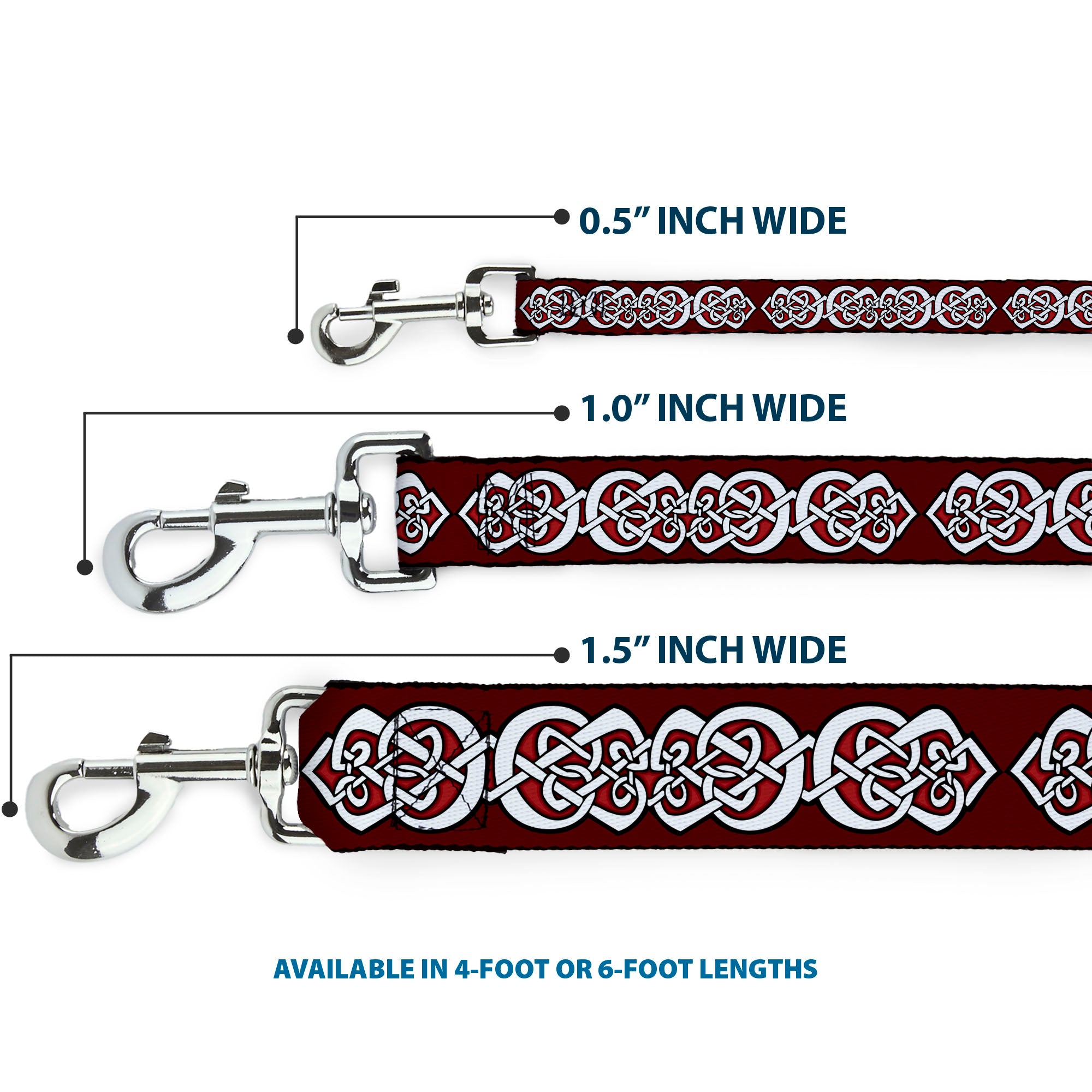 Dog Leash - Celtic Knot5 Reds/Black/White Dog Leashes Buckle-Down