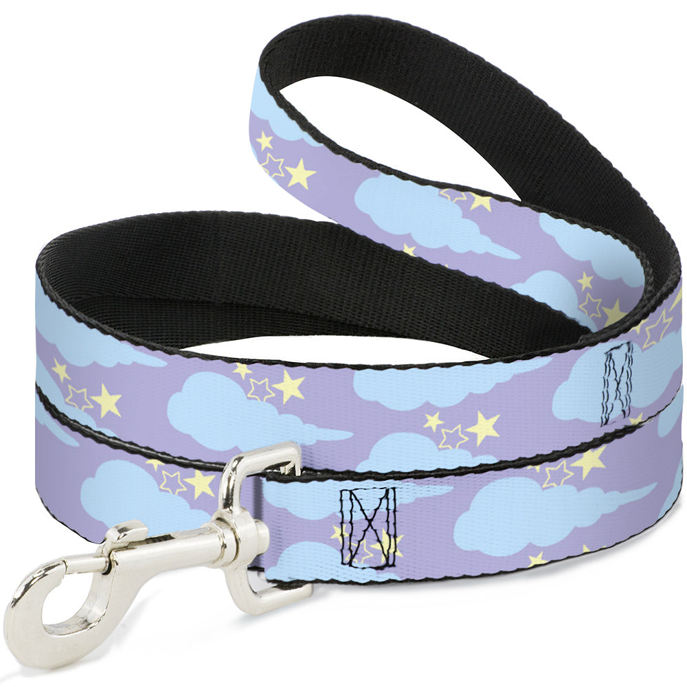 Dog Leash - Cloudy Starry Sky Lavender Blue Yellow Dog Leashes Buckle-Down