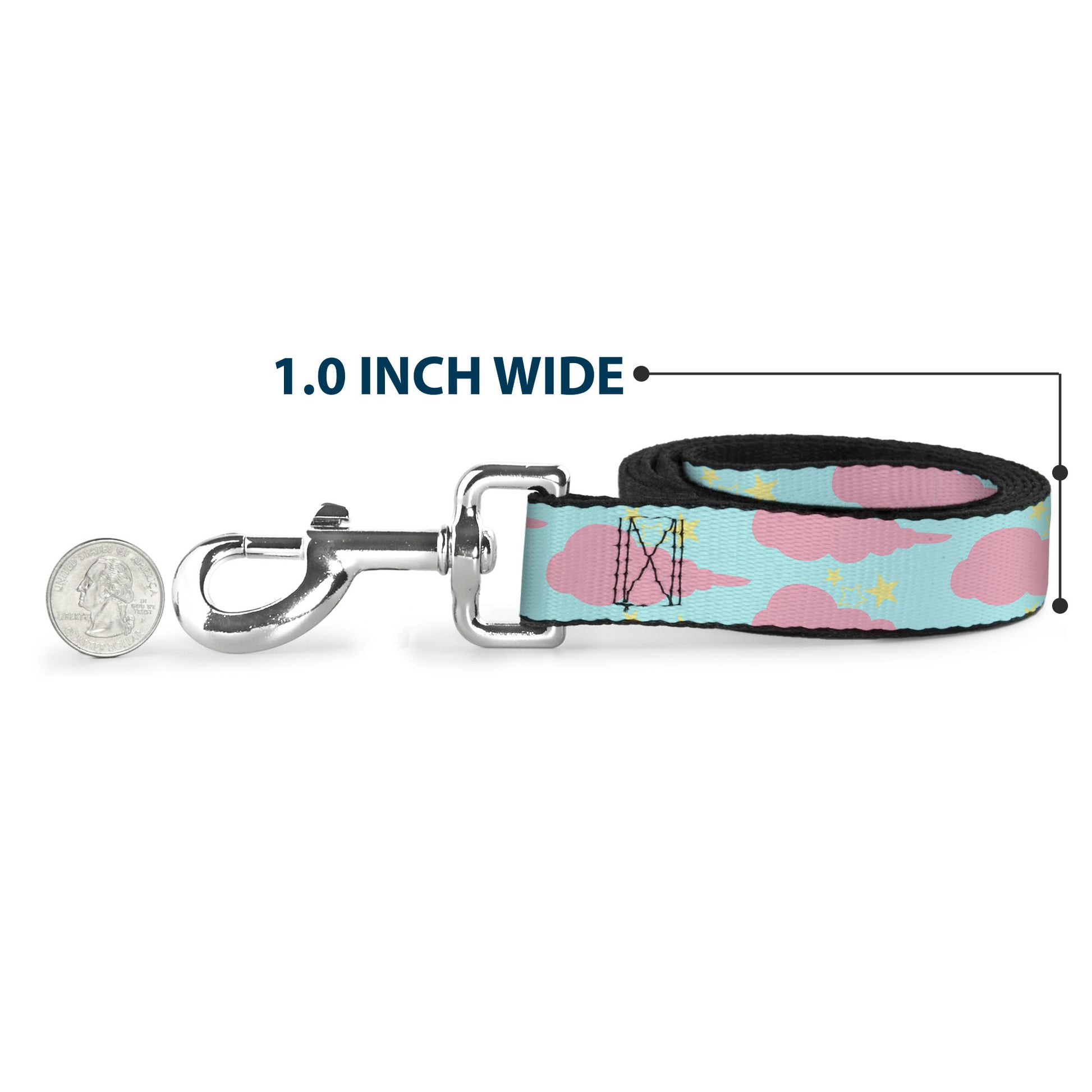 Dog Leash - Cloudy/Starry Sky Aqua/Pink/Yellow Dog Leashes Buckle-Down