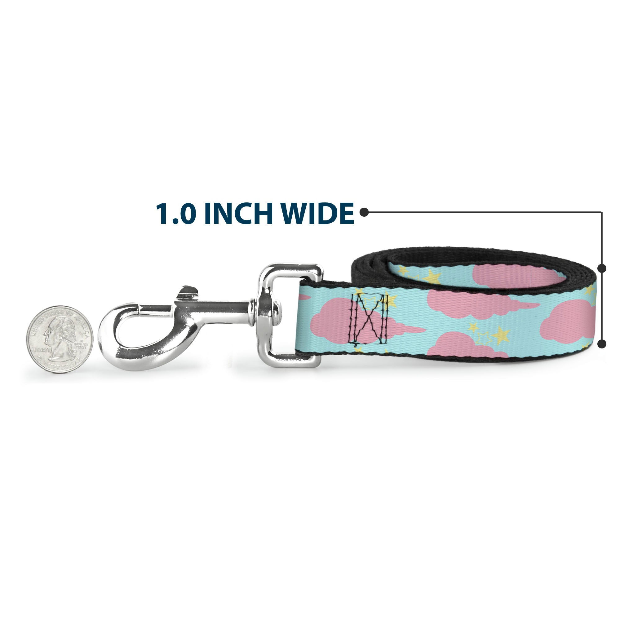 Dog Leash - Cloudy/Starry Sky Aqua/Pink/Yellow Dog Leashes Buckle-Down