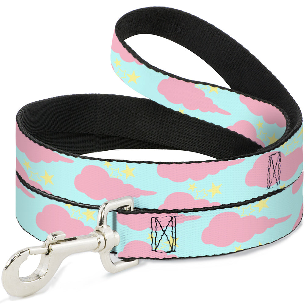 Dog Leash - Cloudy/Starry Sky Aqua/Pink/Yellow Dog Leashes Buckle-Down