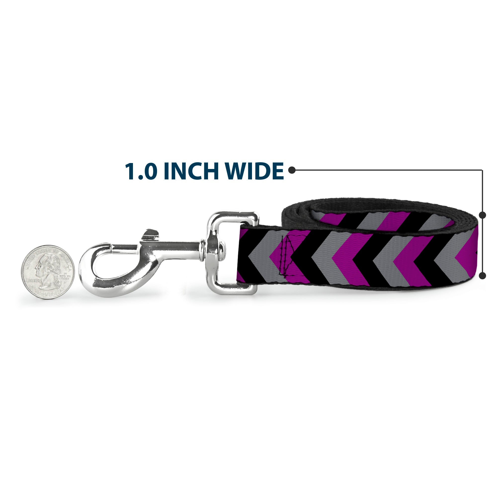 Dog Leash - Chevron Purple/Black/Gray Dog Leashes Buckle-Down