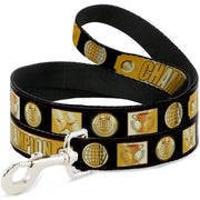 Dog Leash - CHAMPION Belt/Icons Black/Golds Dog Leashes Buckle-Down
