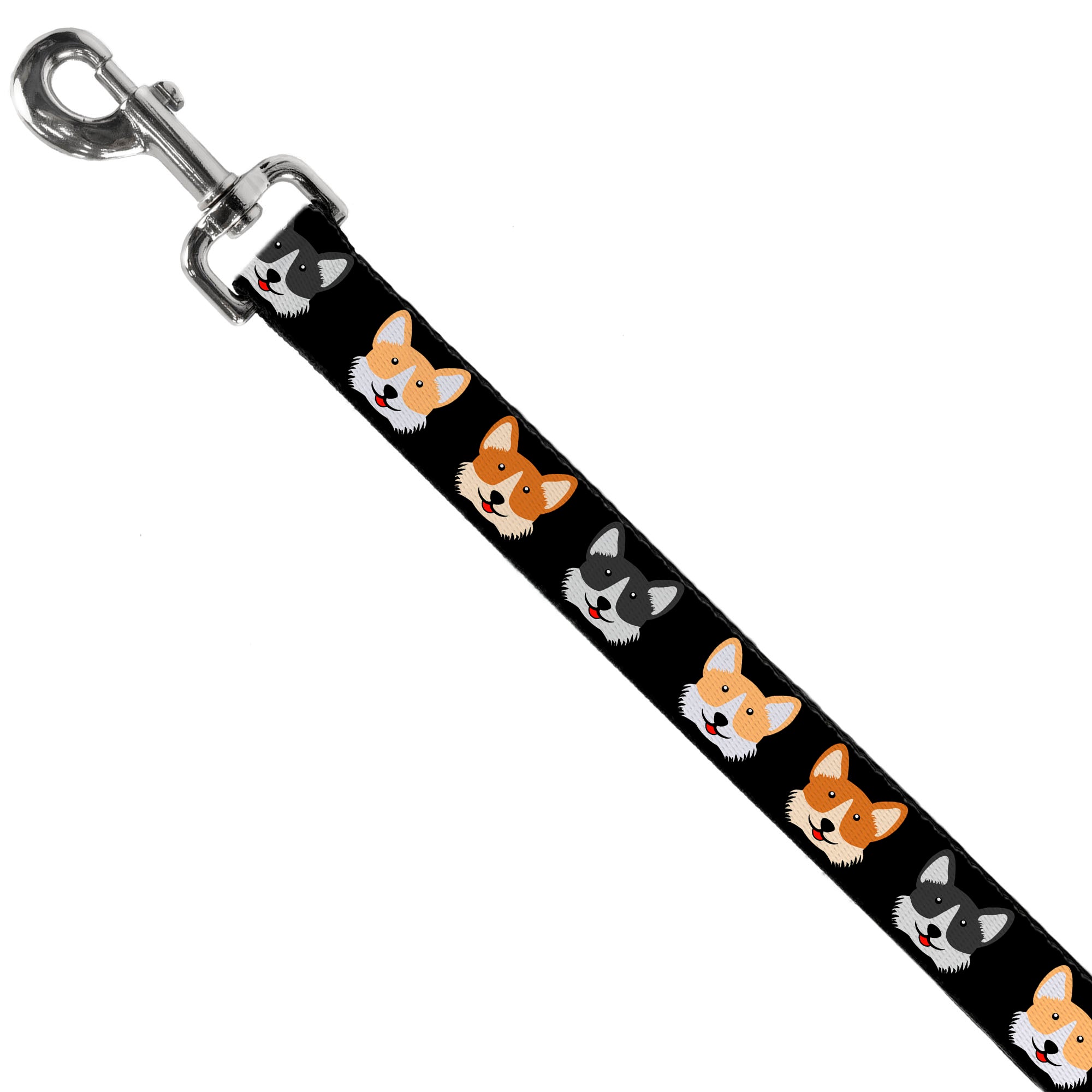Dog Leash - Corgi 3-Faces Black Dog Leashes Buckle-Down
