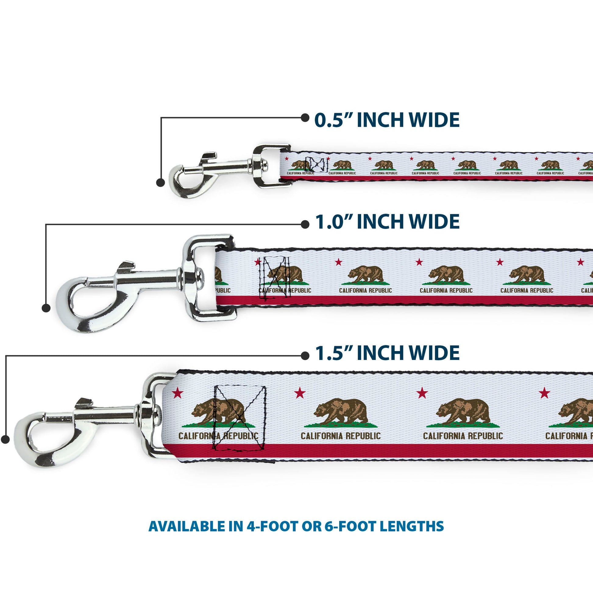 Dog Leash - California Flag Continuous Dog Leashes Buckle-Down