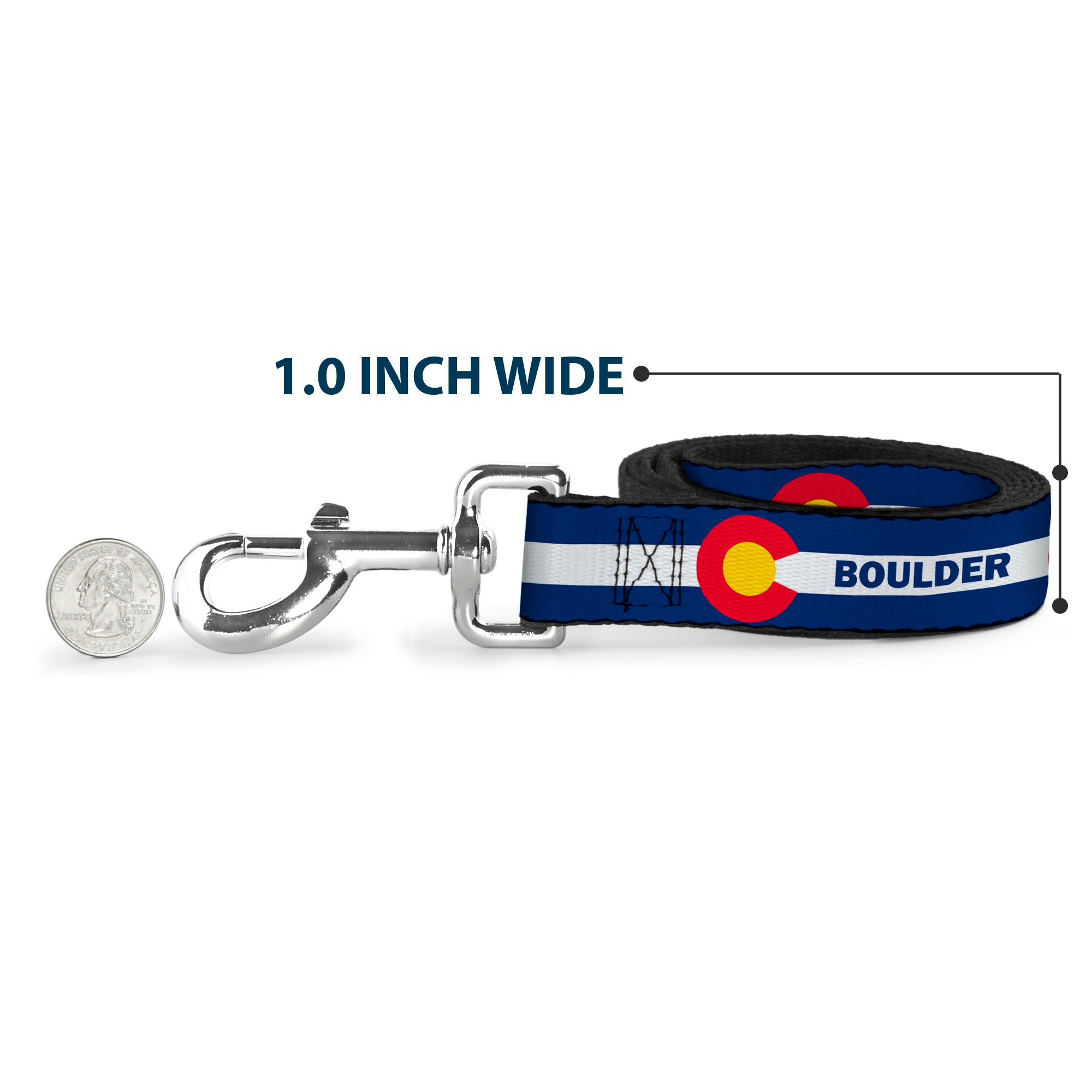 Dog Leash - Colorado BOULDER Flag Blue/White/Red/Yellow Dog Leashes Buckle-Down