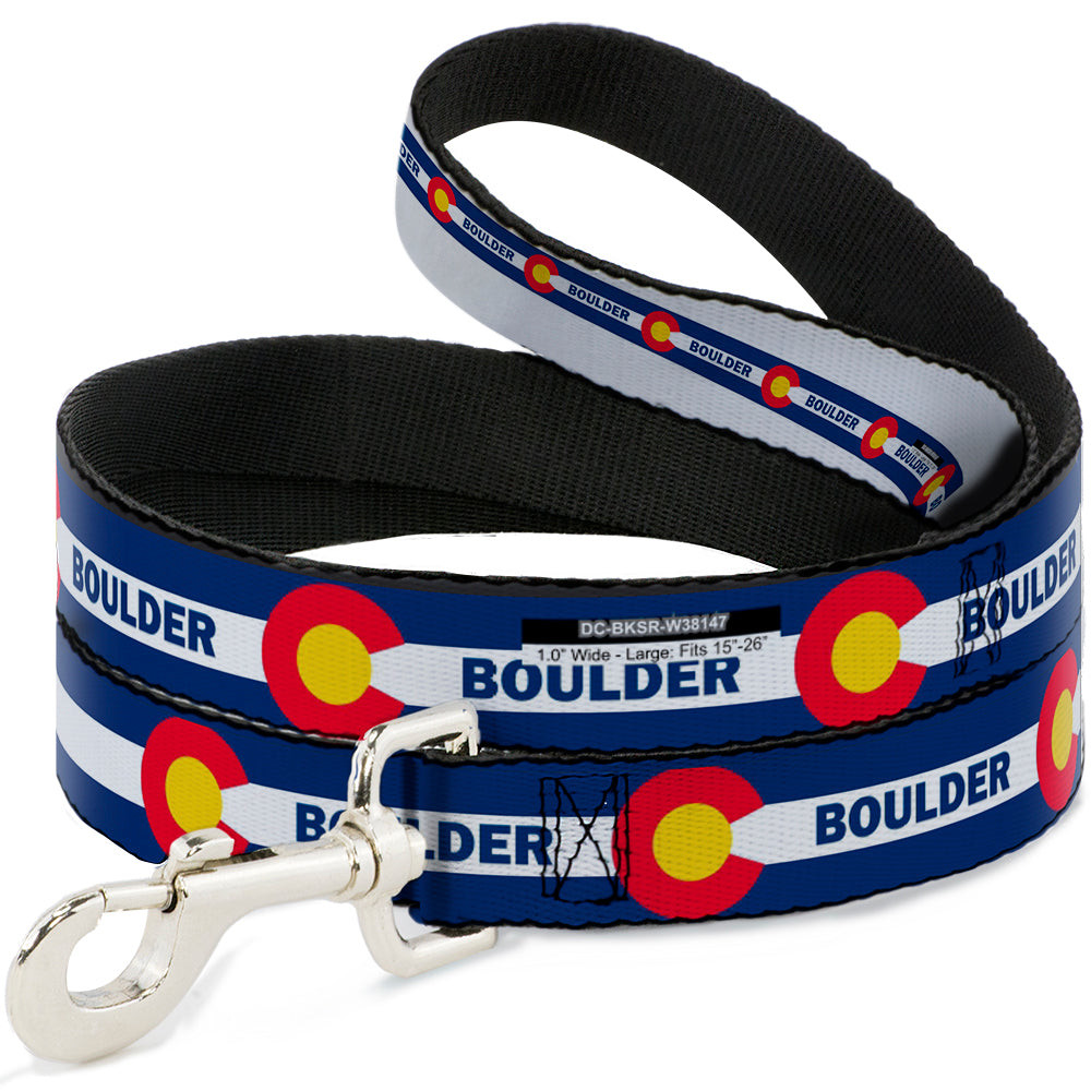 Dog Leash - Colorado BOULDER Flag Blue/White/Red/Yellow Dog Leashes Buckle-Down
