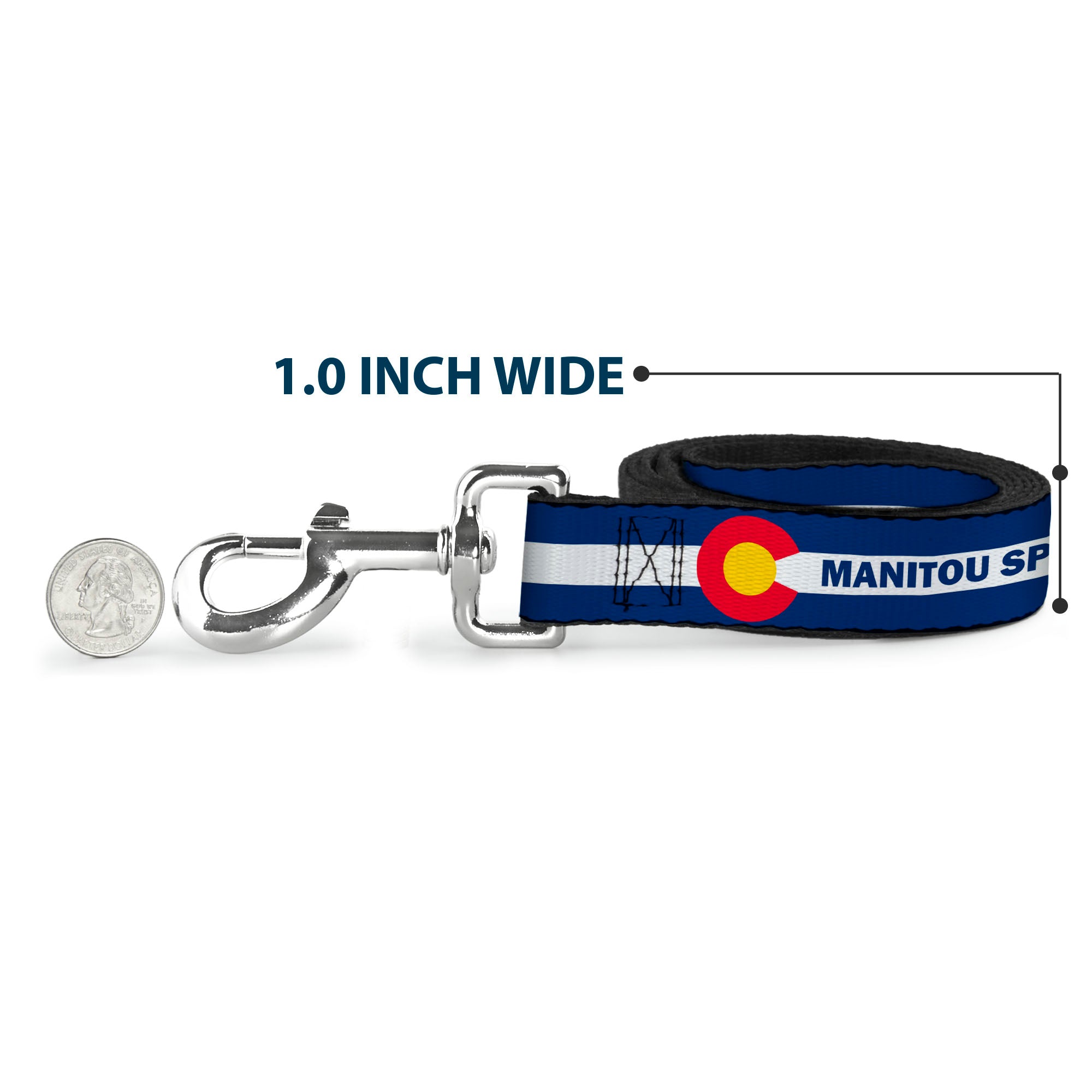 Dog Leash - Colorado MANITOU SPRINGS Flag Blue/White/Red/Yellow Dog Leashes Buckle-Down