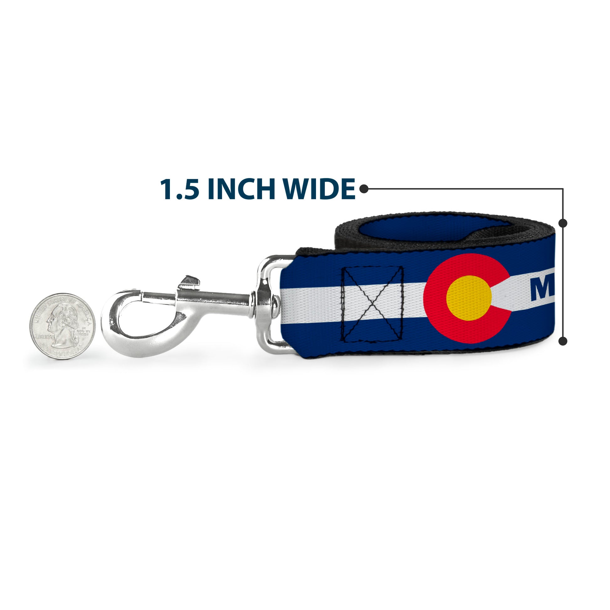 Dog Leash - Colorado MANITOU SPRINGS Flag Blue/White/Red/Yellow Dog Leashes Buckle-Down