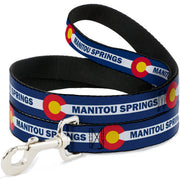 Dog Leash - Colorado MANITOU SPRINGS Flag Blue/White/Red/Yellow Dog Leashes Buckle-Down