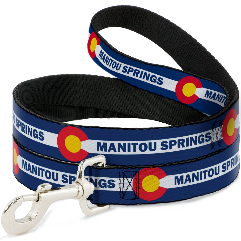 Dog Leash - Colorado MANITOU SPRINGS Flag Blue/White/Red/Yellow Dog Leashes Buckle-Down