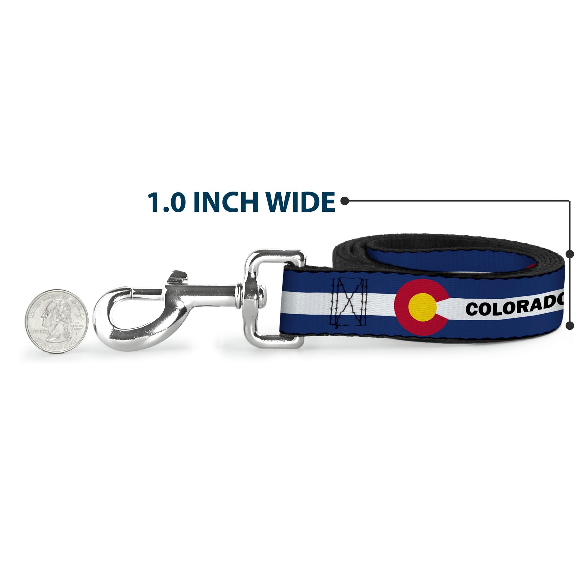 Dog Leash - COLORADO Text Flag Blue/White/Red/Yellow Dog Leashes Buckle-Down