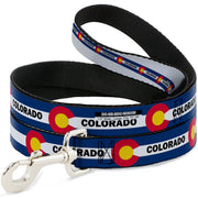Dog Leash - COLORADO Text Flag Blue/White/Red/Yellow Dog Leashes Buckle-Down