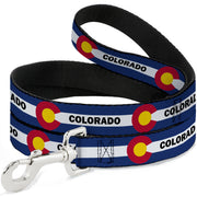 Dog Leash - COLORADO Text Flag Blue/White/Red/Yellow Dog Leashes Buckle-Down