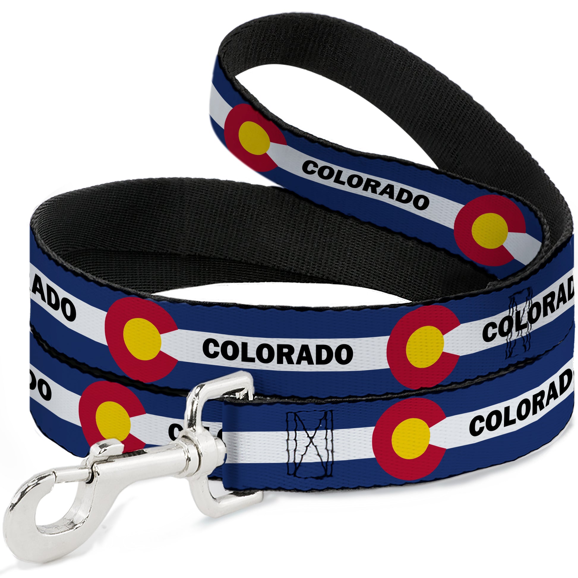 Dog Leash - COLORADO Text Flag Blue/White/Red/Yellow Dog Leashes Buckle-Down