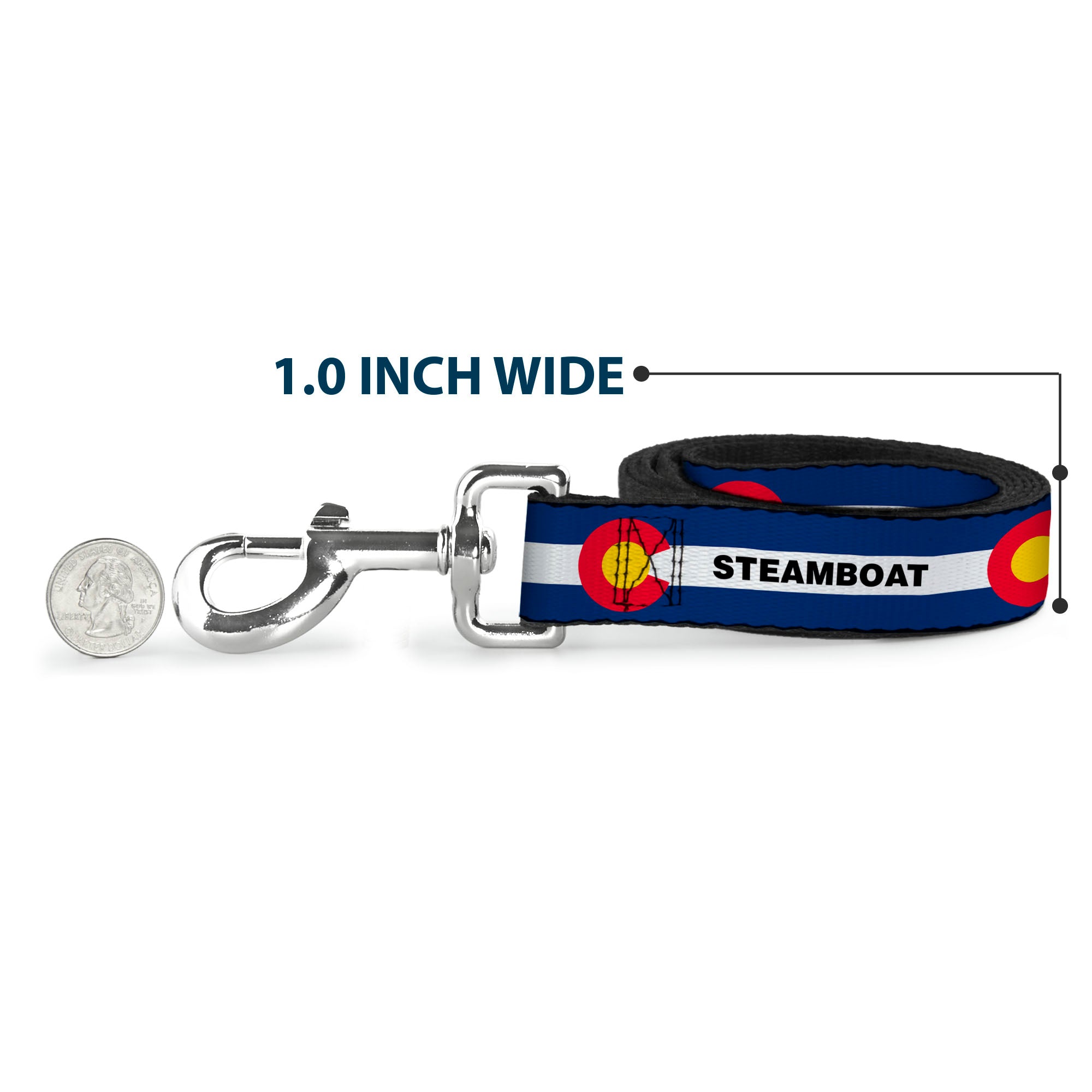 Dog Leash - Colorado STEAMBOAT Flag Blue/White/Red/Yellow Dog Leashes Buckle-Down