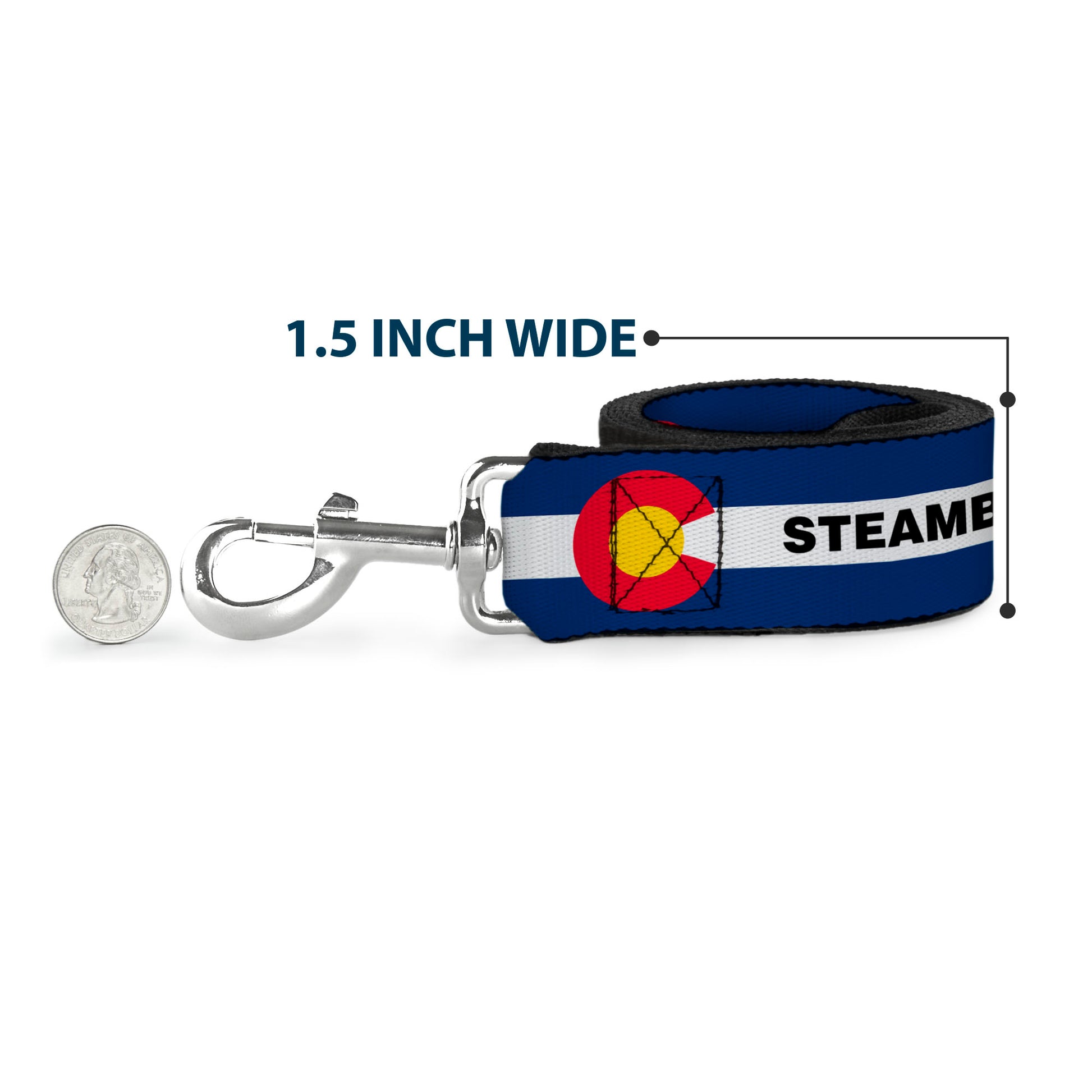 Dog Leash - Colorado STEAMBOAT Flag Blue/White/Red/Yellow Dog Leashes Buckle-Down