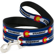 Dog Leash - Colorado STEAMBOAT Flag Blue/White/Red/Yellow Dog Leashes Buckle-Down