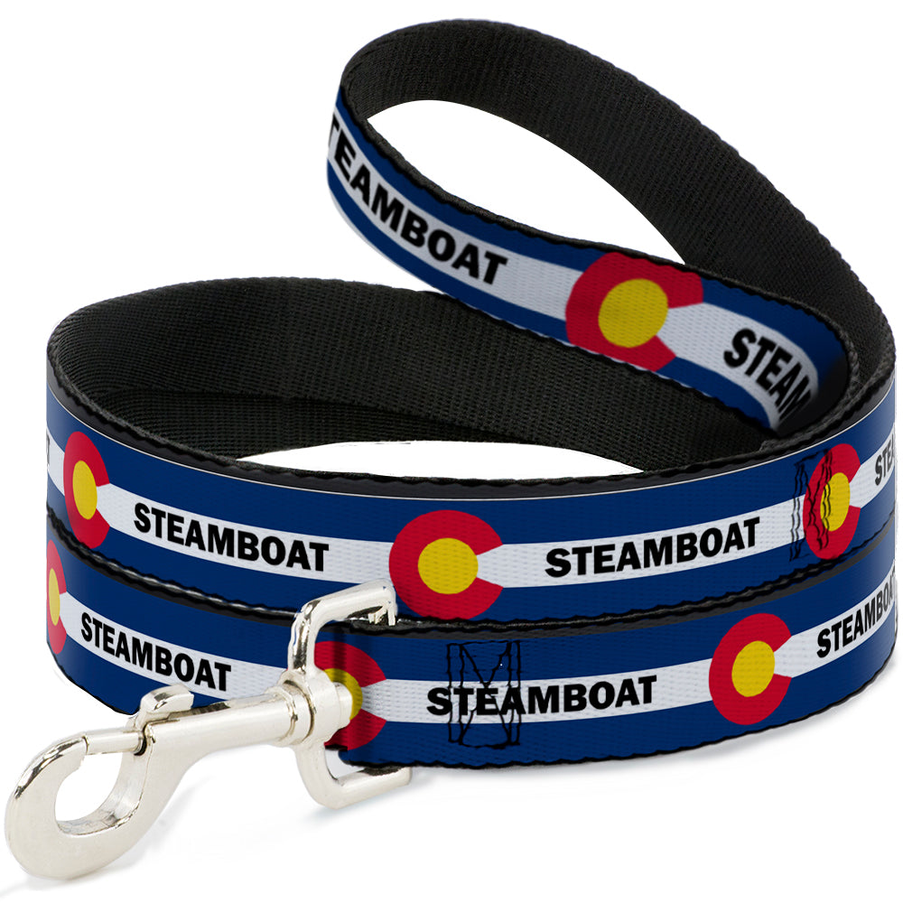 Dog Leash - Colorado STEAMBOAT Flag Blue/White/Red/Yellow Dog Leashes Buckle-Down