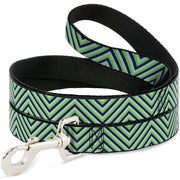 Dog Leash - Chevron Stripe White/Neon Green/Navy Dog Leashes Buckle-Down