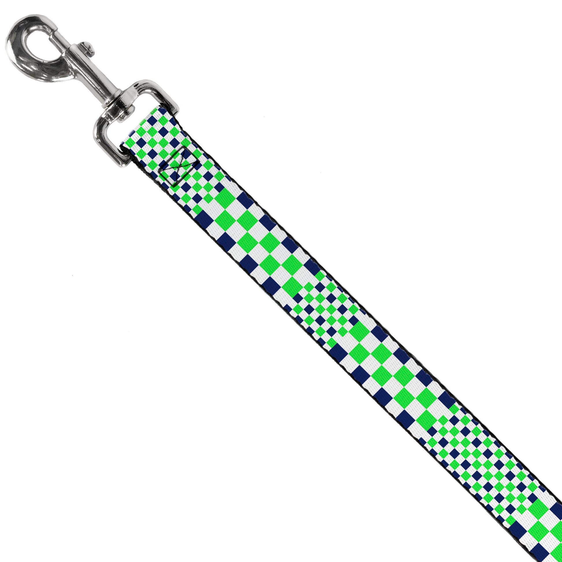 Dog Leash - Checker Blocks White/Navy/Neon Green Dog Leashes Buckle-Down