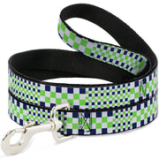 Dog Leash - Checker Blocks White/Navy/Neon Green Dog Leashes Buckle-Down