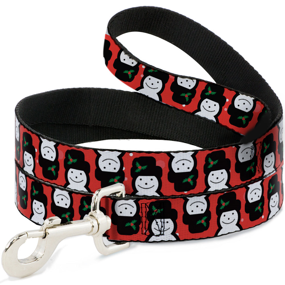 Dog Leash - Christmas Snowman Flip Red/White Dog Leashes Buckle-Down