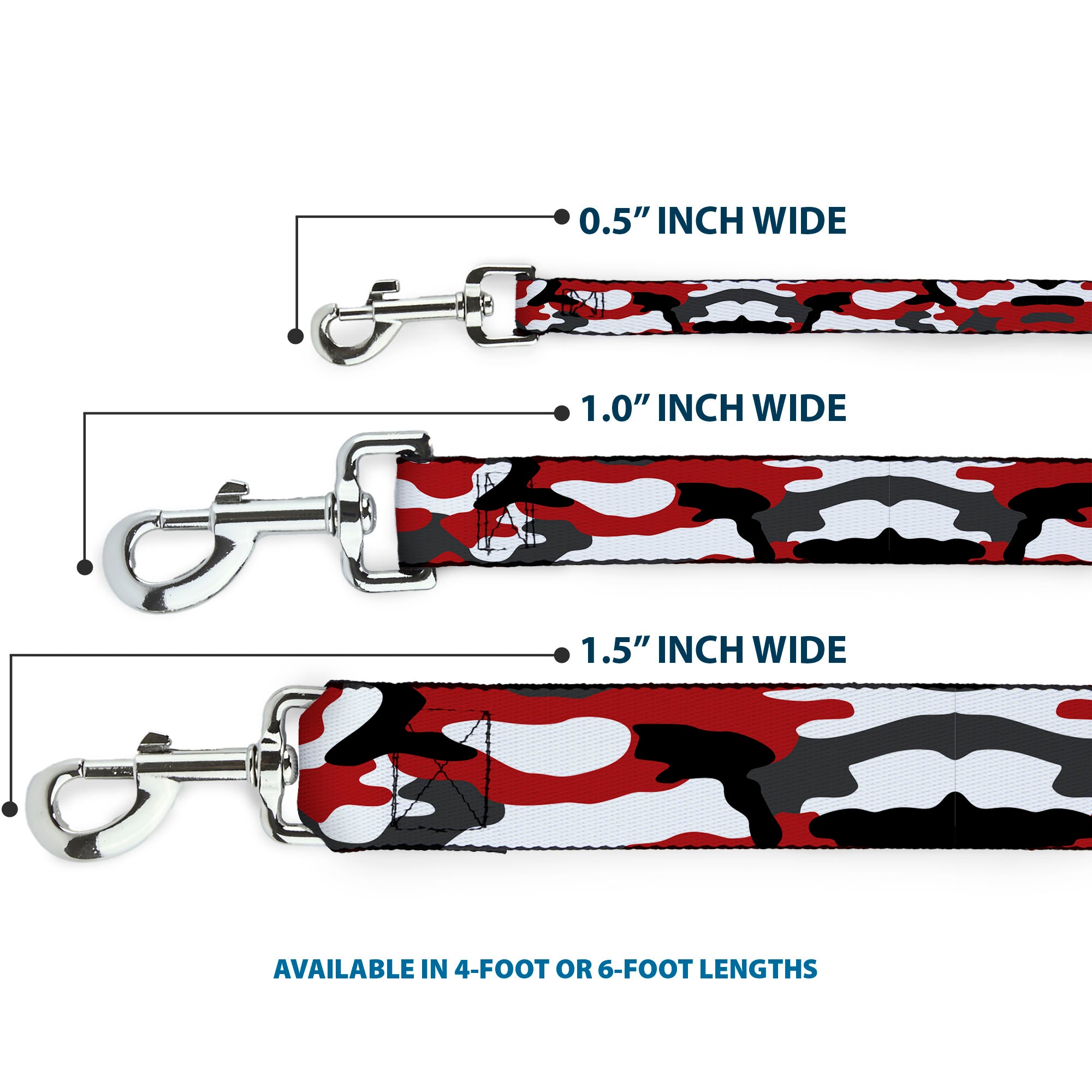 Dog Leash - Camo Red/Black/Gray/White Dog Leashes Buckle-Down