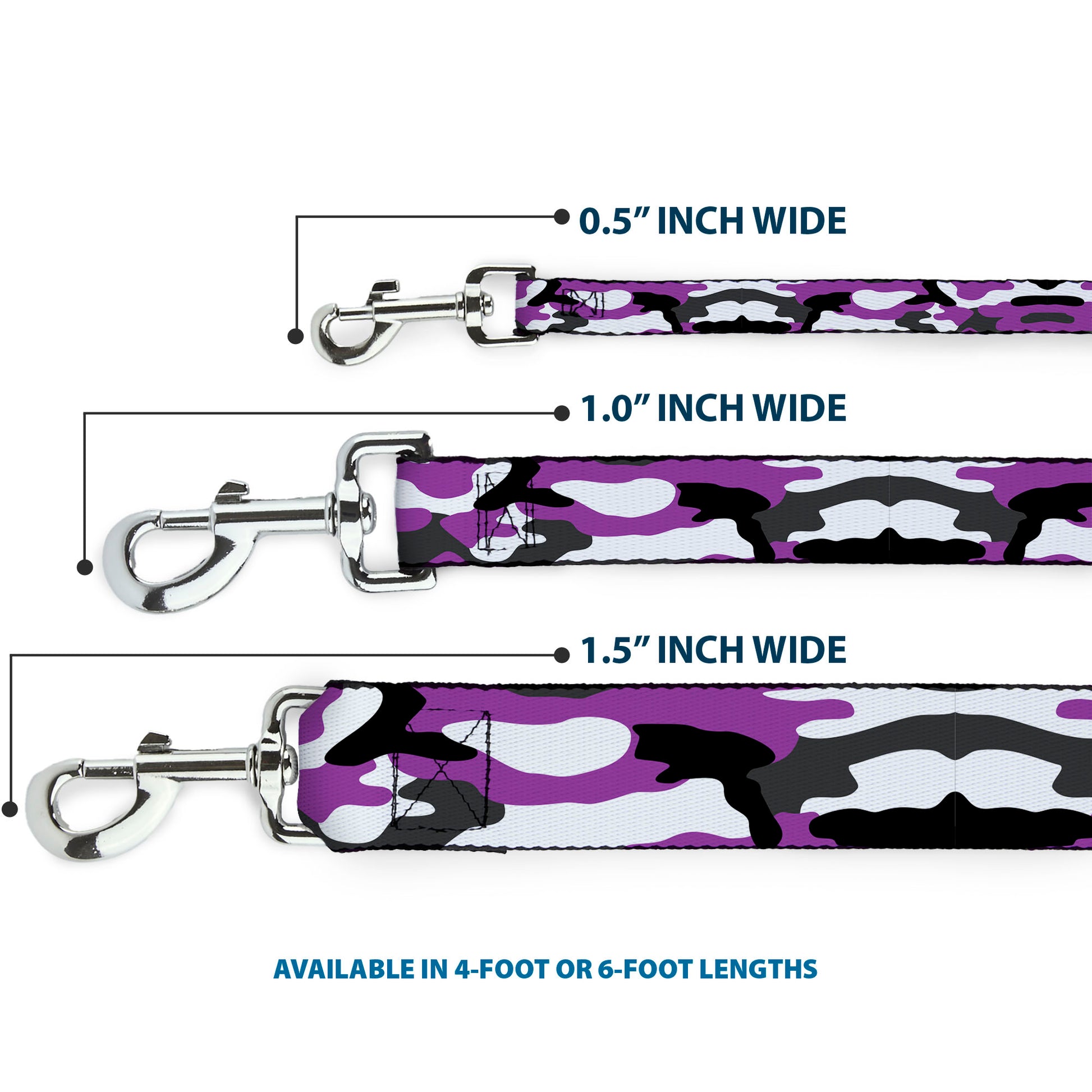 Dog Leash - Camo Purple/Black/Gray/White Dog Leashes Buckle-Down