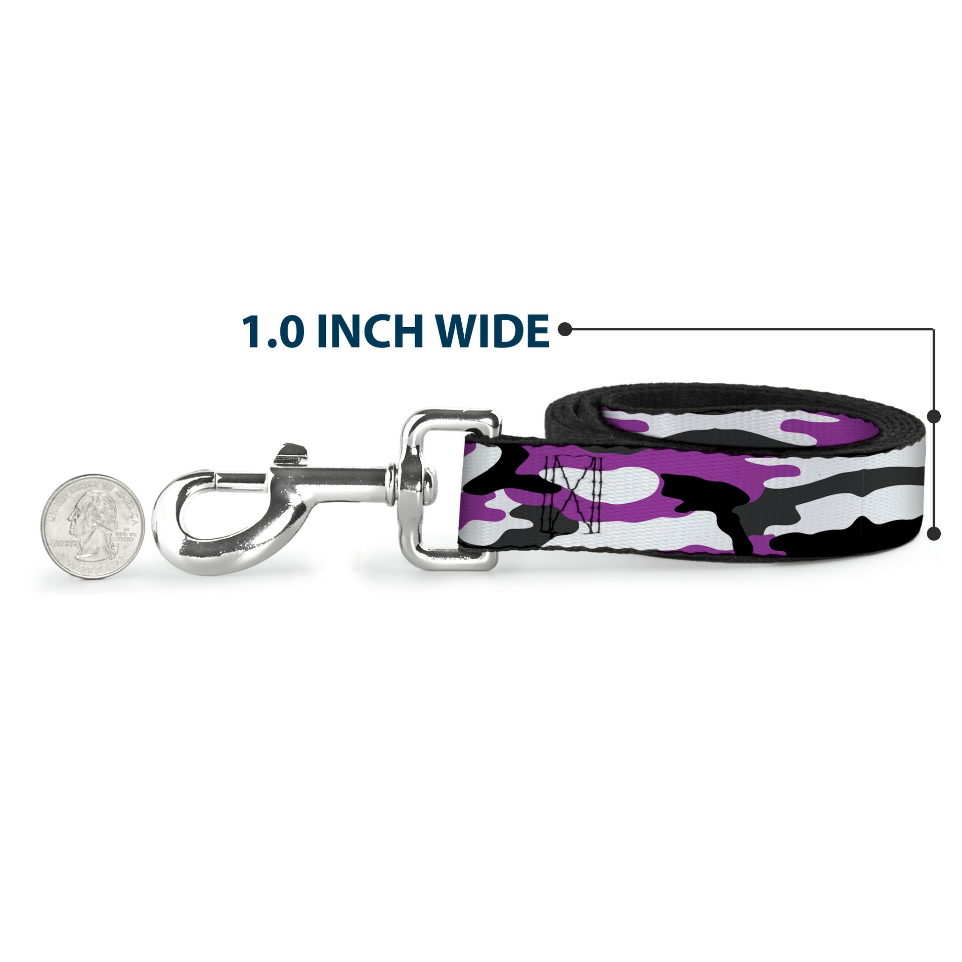Dog Leash - Camo Purple/Black/Gray/White Dog Leashes Buckle-Down