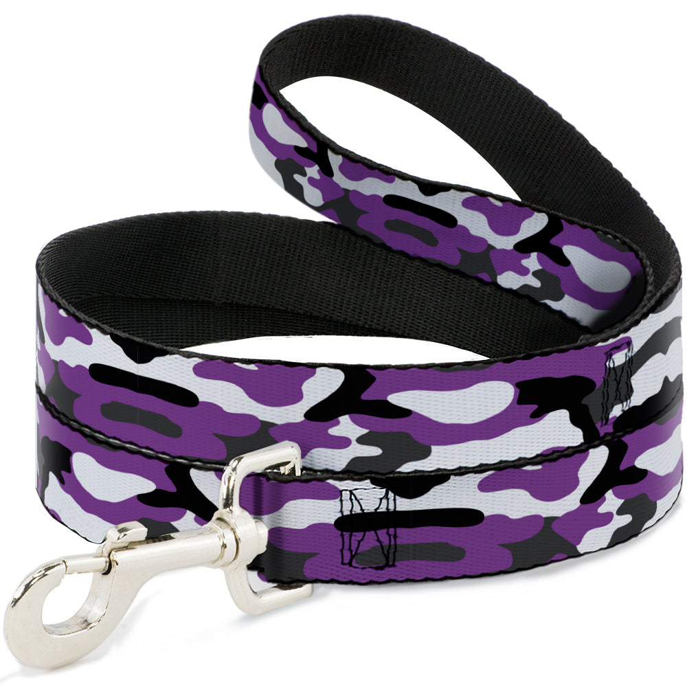 Dog Leash - Camo Purple/Black/Gray/White Dog Leashes Buckle-Down