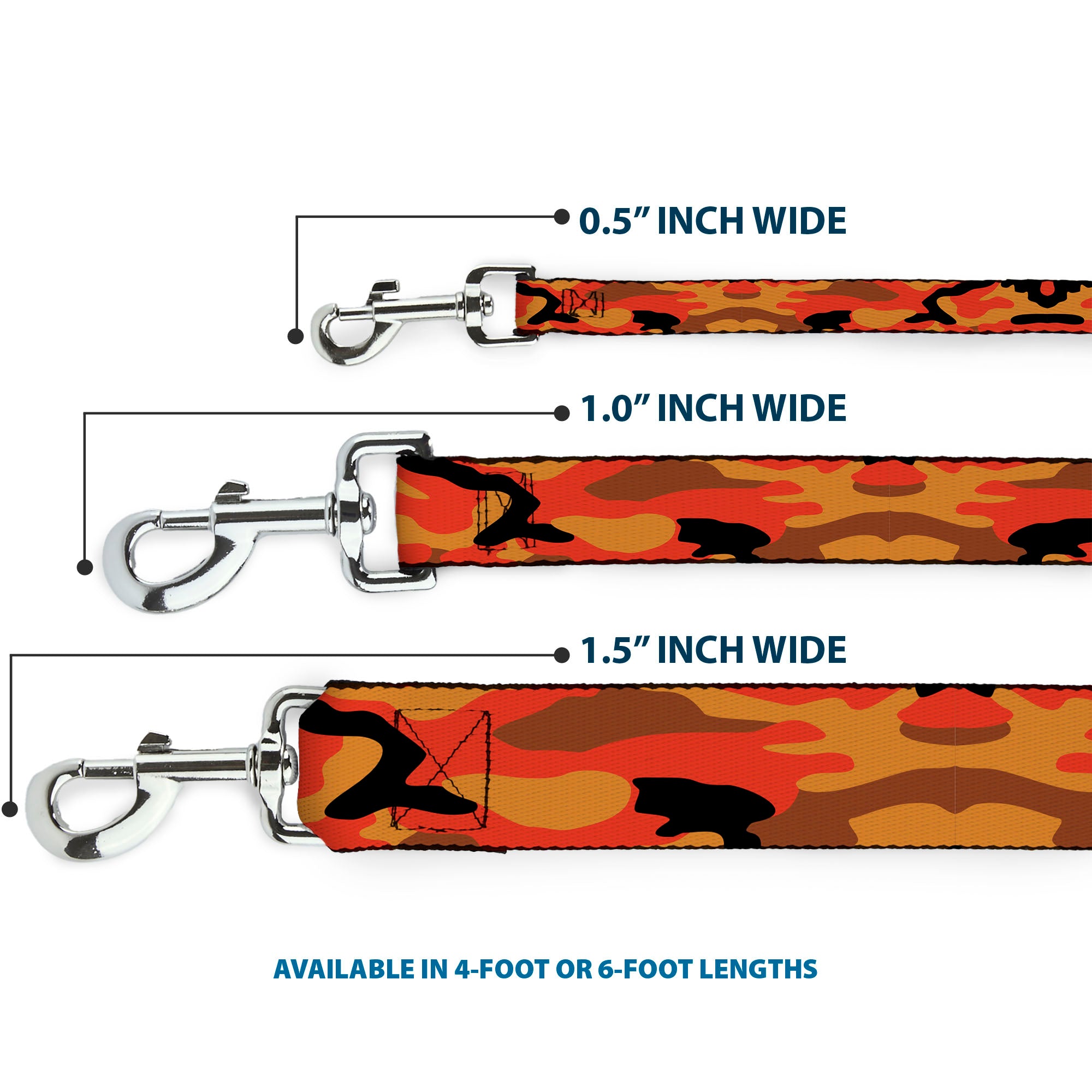 Dog Leash - Camo Oranges/Black Dog Leashes Buckle-Down