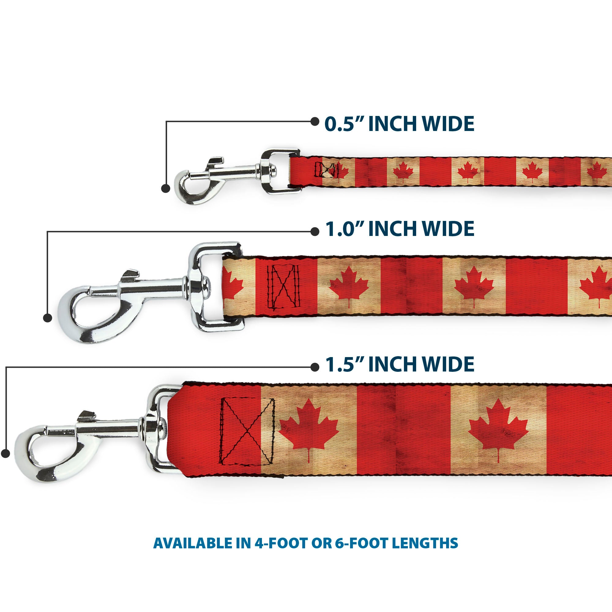 Dog Leash - Canada Flag Continuous Vintage Dog Leashes Buckle-Down