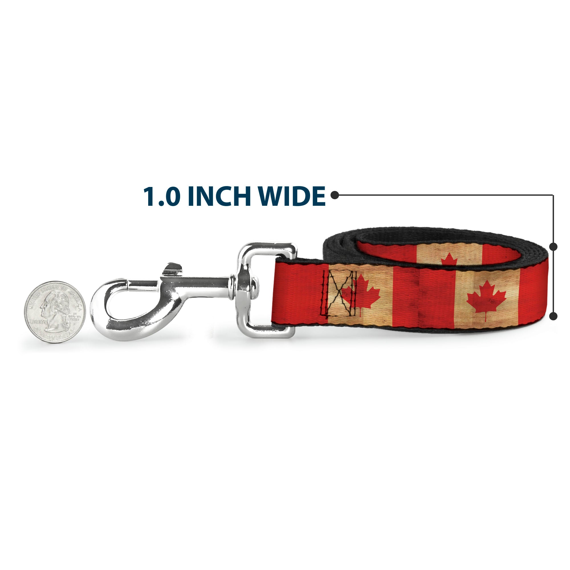 Dog Leash - Canada Flag Continuous Vintage Dog Leashes Buckle-Down