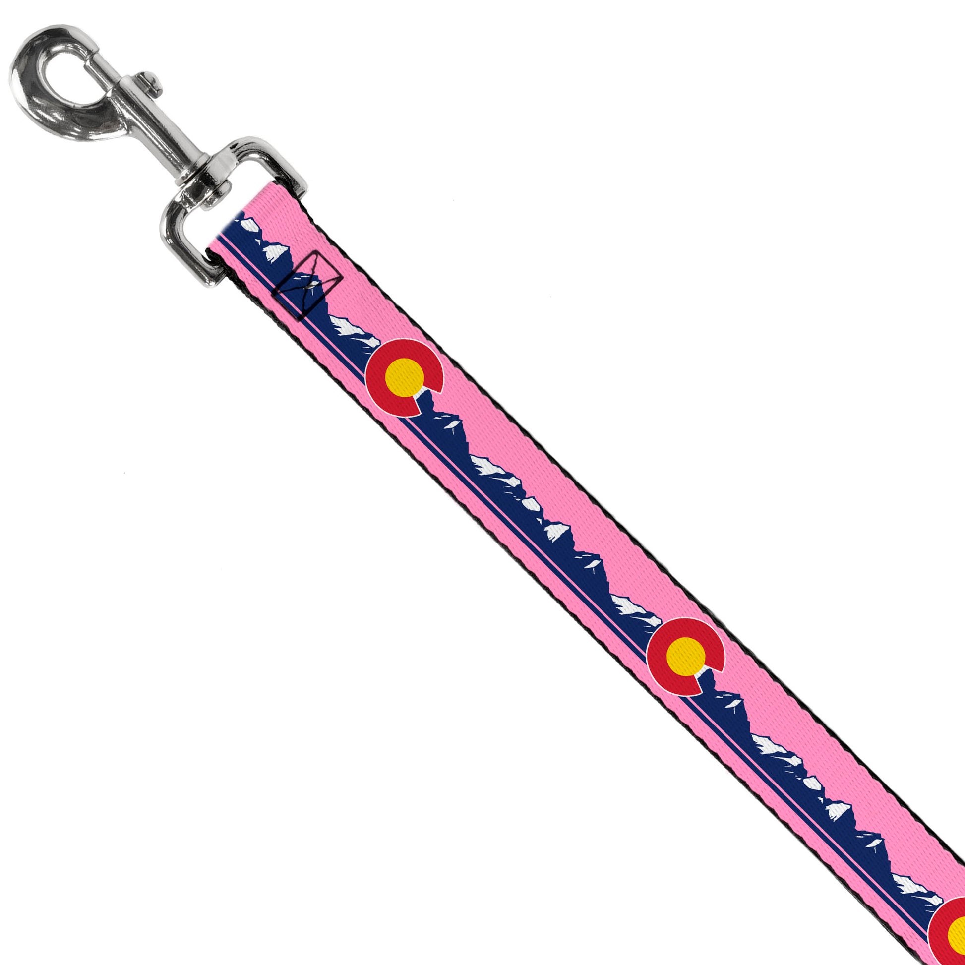Dog Leash - Colorado Flag Icon Mountain Skyline Pink/Blue/White Dog Leashes Buckle-Down