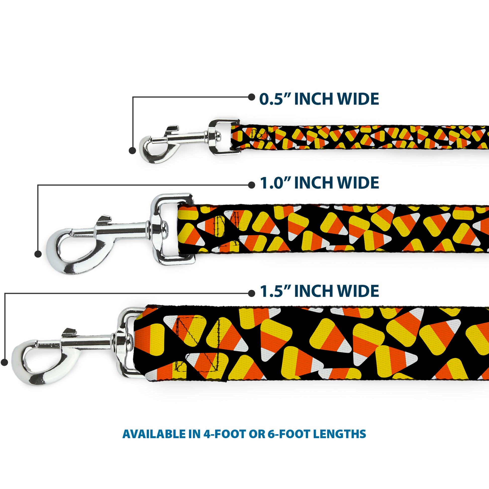 Dog Leash - Candy Corn Scattered Black/Yellow/Orange/White Dog Leashes Buckle-Down