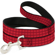 Dog Leash - Christmas Pajama Plaid Reds Dog Leashes Buckle-Down
